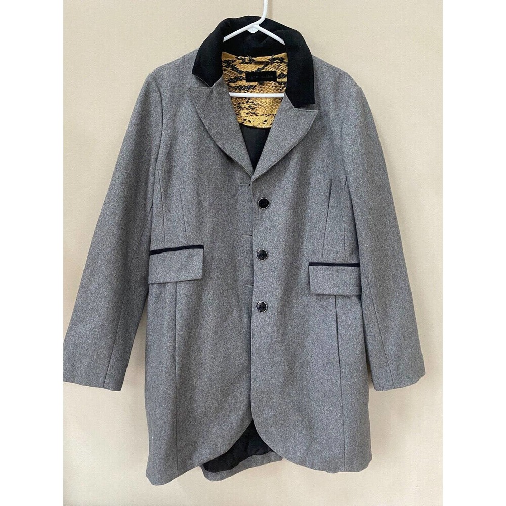 Steve Madden Woolblend Coat Single Breasted Tulip Hem Light Gray Size XL